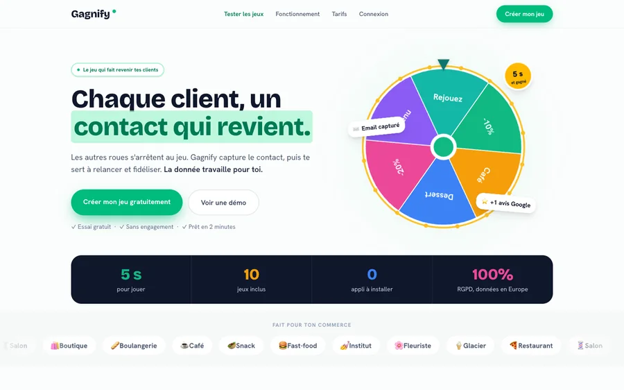 Aperçu de Jeux (Gagnify)